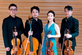 奇美提琴音樂饗宴將由梁茜雯（右二）帶領王瑞（左起）、李建樺、黃裕峯等提琴名家共同演出。_