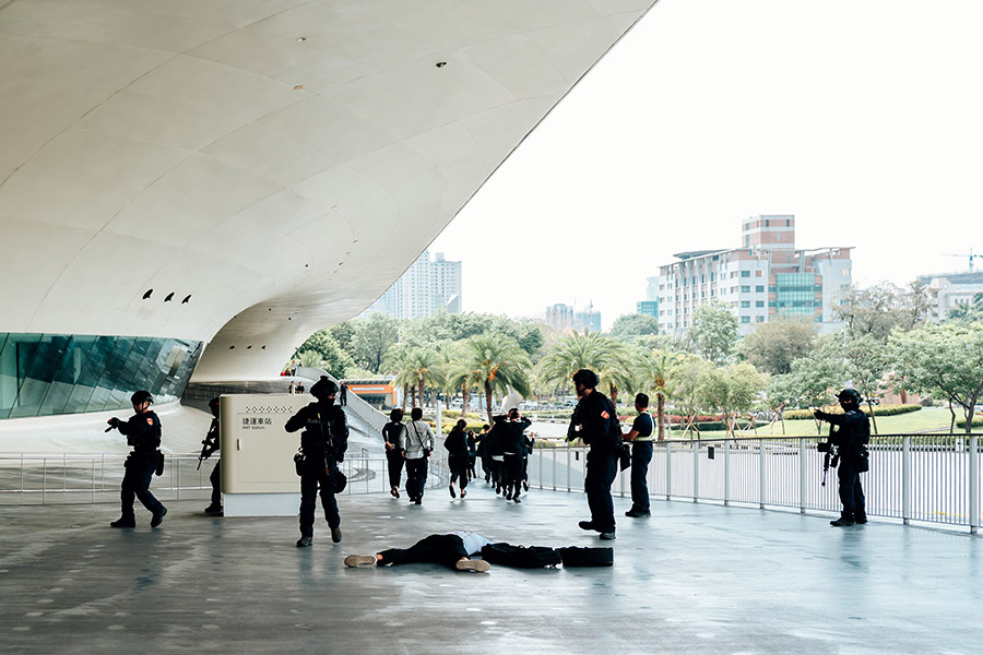 衛武營昨日0508和警方合作，舉行重大危安事件演練五。攝影-陳建豪，衛武營國家藝術文化中心提供_