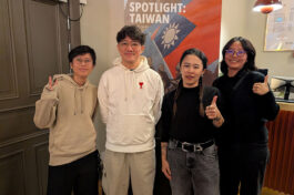 （左起）台北電影節選片人馬曼容、導演徐漢強、導演洪瑋婷、導演王彥蘋等出席10月1日交流晚會。（駐英國代表處文化組提供）_